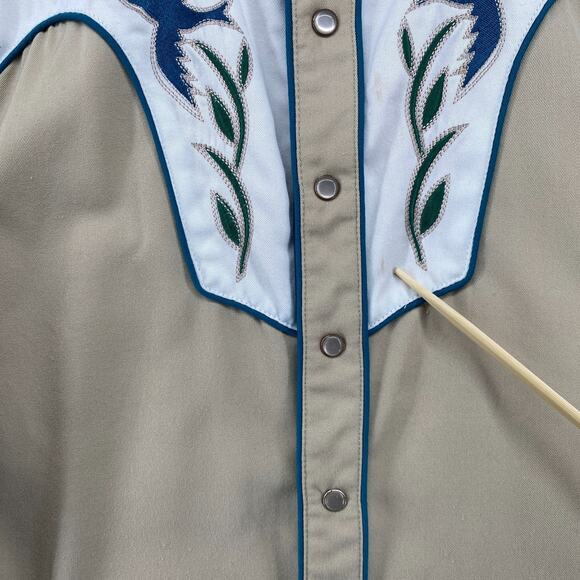 SCULLY Shirt Mens XL Floral Pearl Snap Button Up Western Cowboy Twill Beige - Picture 13 of 16